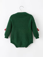 Christmas Jolly Candy Cane Knit Baby Romper by Rylee Faith Designs