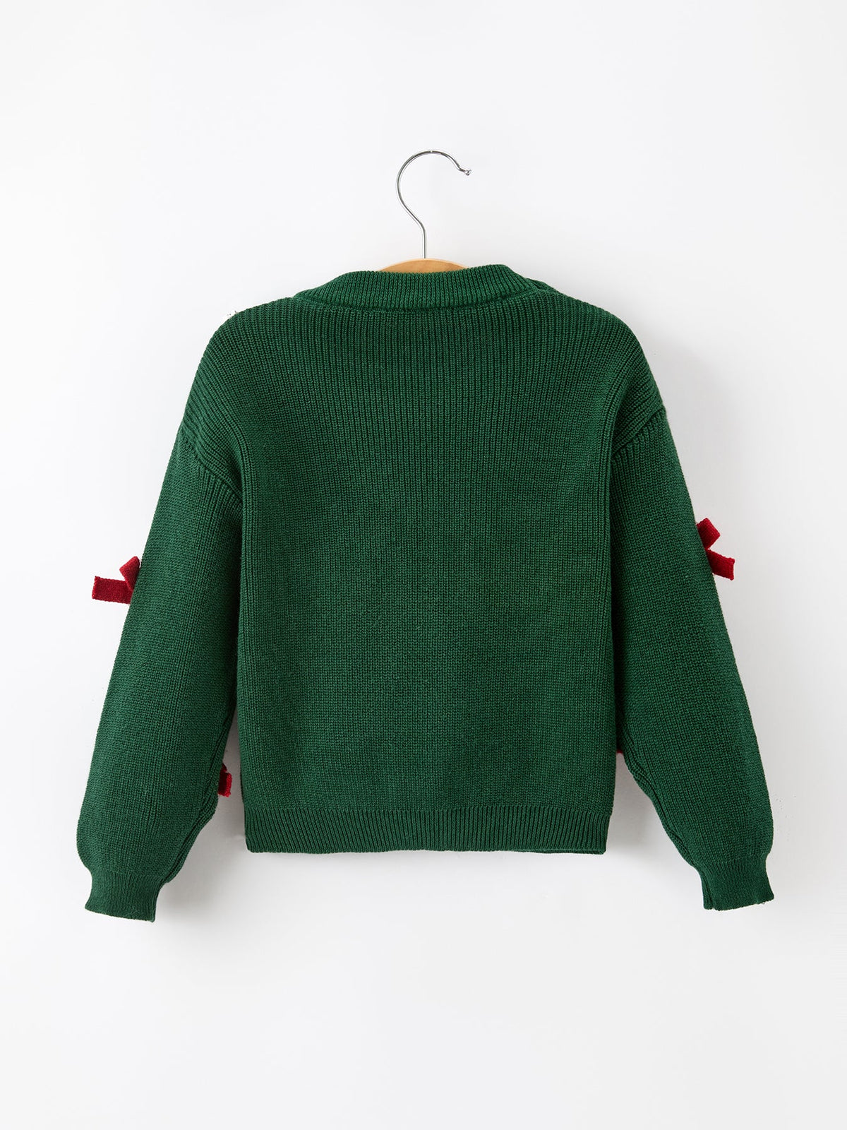 Girls Christmas Jolly Candy Cane Bow Knit Sweater by Rylee Faith Designs