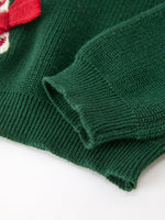 Girls Christmas Jolly Candy Cane Bow Knit Sweater by Rylee Faith Designs