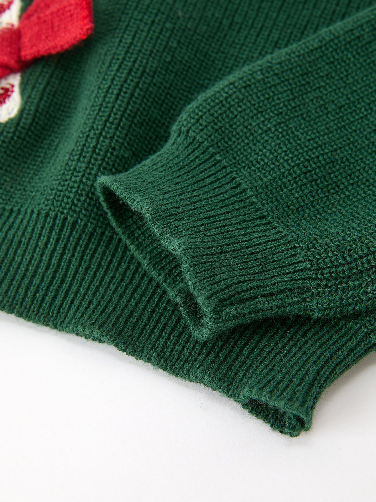 Girls Christmas Jolly Candy Cane Bow Knit Sweater by Rylee Faith Designs