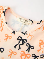 Halloween Bow Print Girls Twirl Dress Long Sleeve with Pockets by Rylee Faith Designs