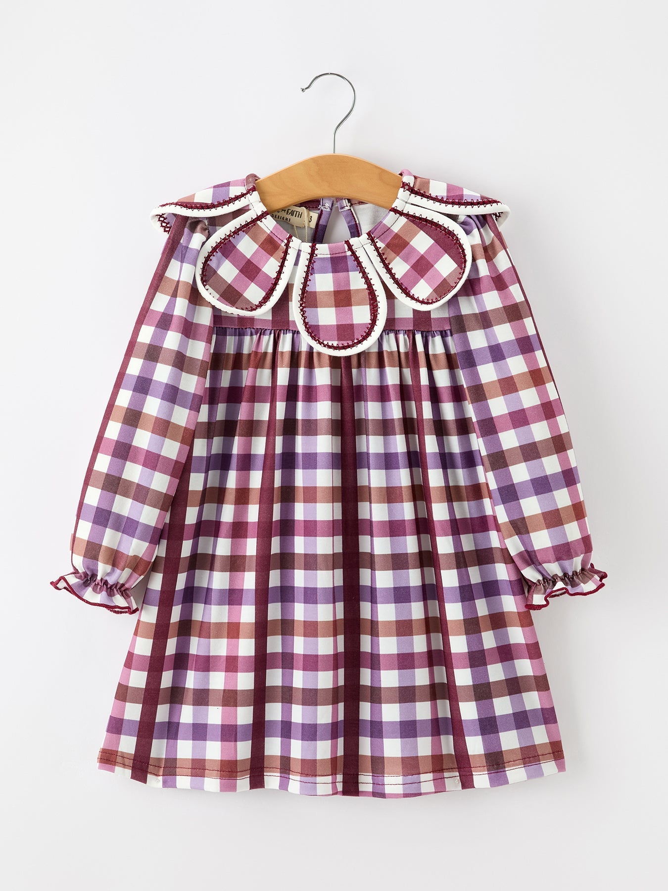 Girls Dress, Fall Plaid, Petals Collar