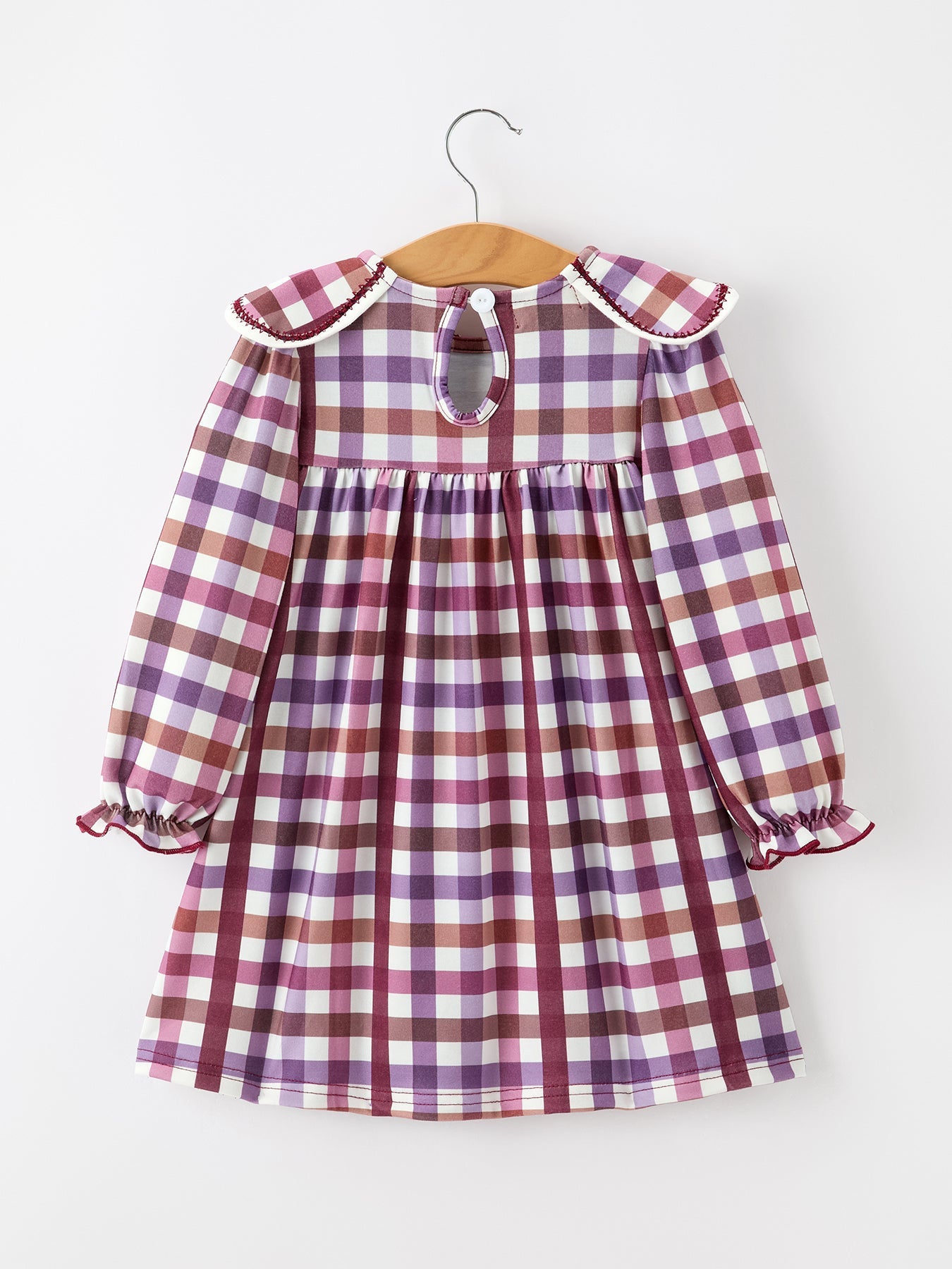 Girls Dress, Fall Plaid, Petals Collar