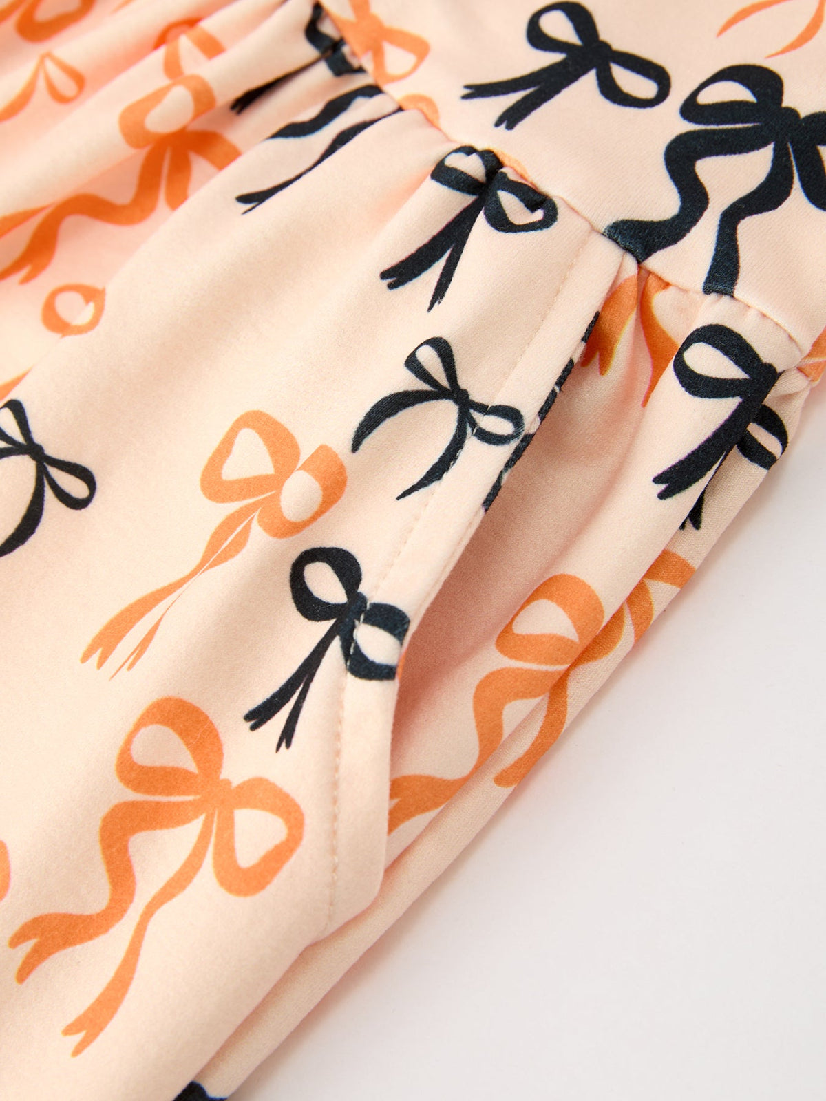 Halloween Bow Print Girls Twirl Dress Long Sleeve with Pockets by Rylee Faith Designs