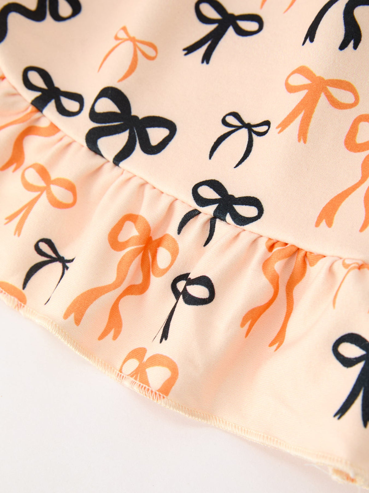 Halloween Bow Print Girls Twirl Dress Long Sleeve with Pockets by Rylee Faith Designs