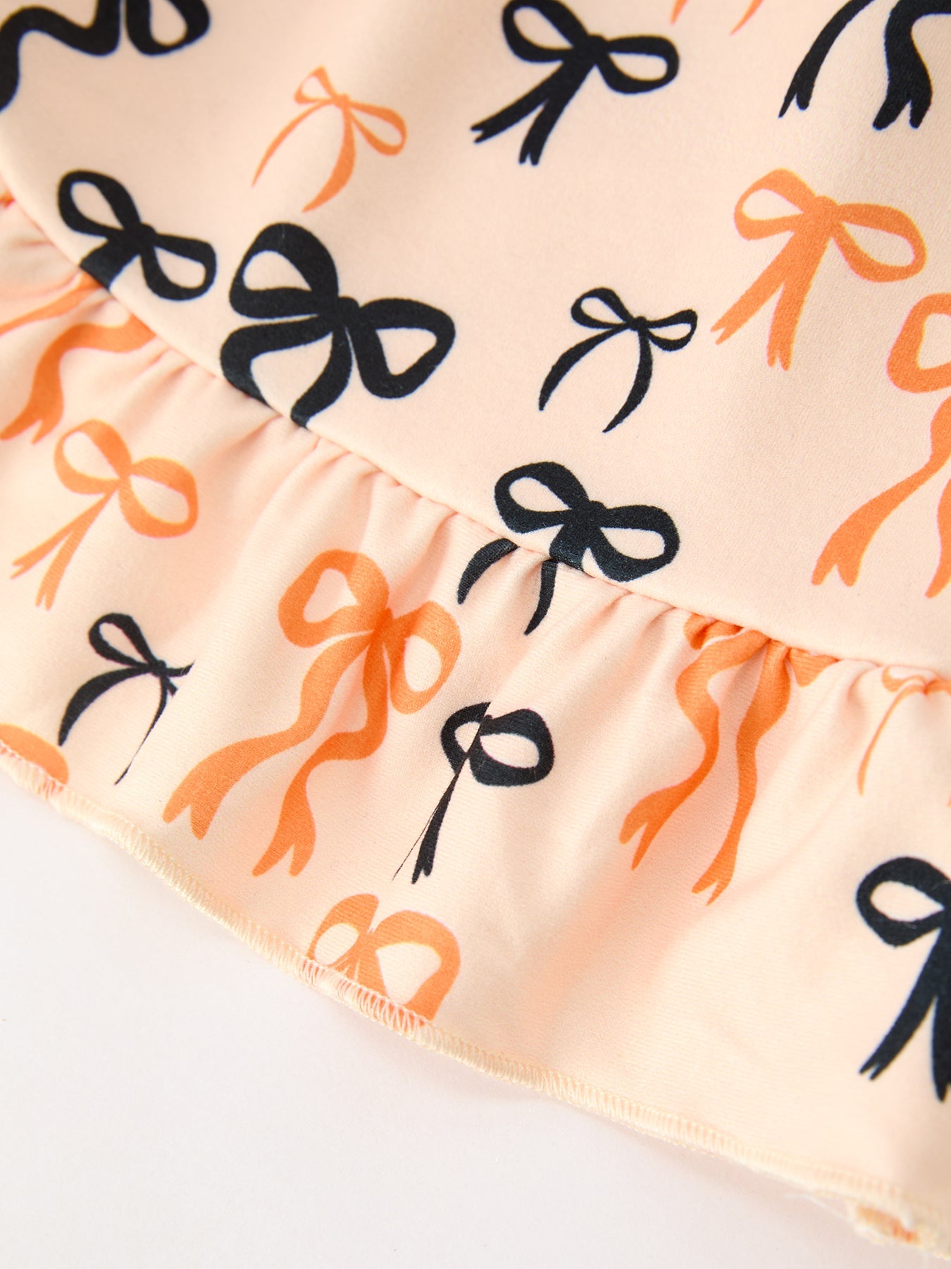 Halloween Bow Print Girls Twirl Dress Long Sleeve with Pockets by Rylee Faith Designs