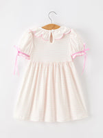 Christmas Smocked Girls Dress Embroidered Holiday Ruffle Collar by Rylee Faith Designs