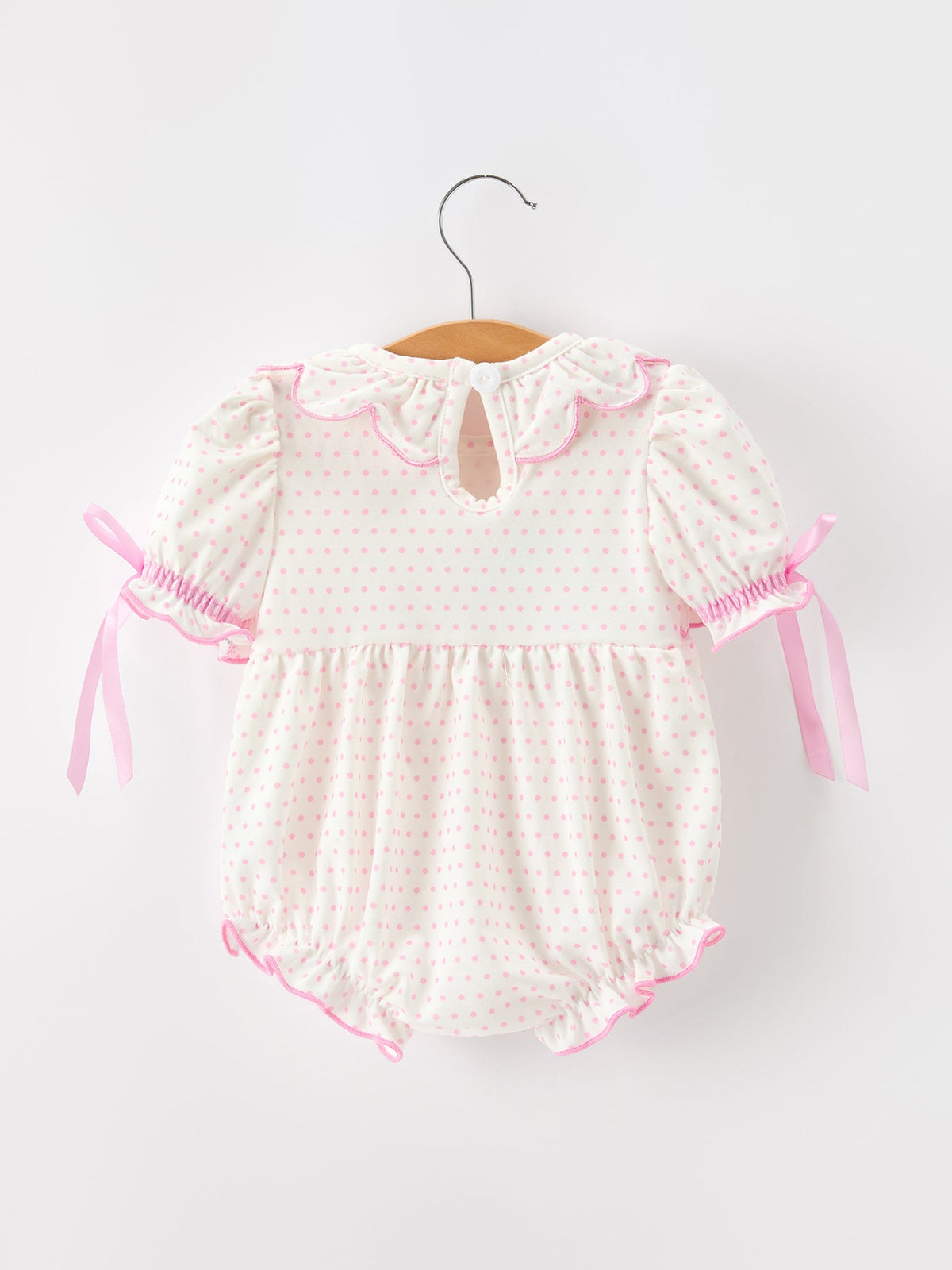 Christmas Smocked Baby Girl Bubble Romper Embroidered Ruffle Collar by Rylee Faith Designs