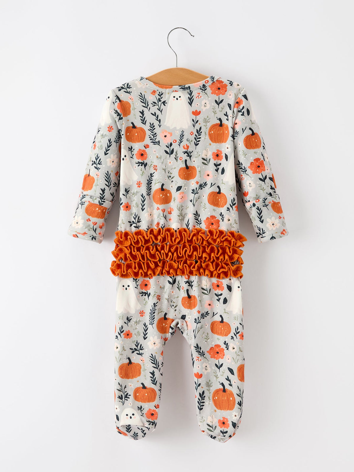 Baby Halloween Pumpkin Ghost Zip Romper by Rylee Faith Designs (view 2 of 5)