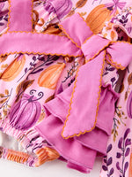 Halloween Thanksgiving Pumpkin Girls Romper with Ruffle Bow by Rylee Faith Designs