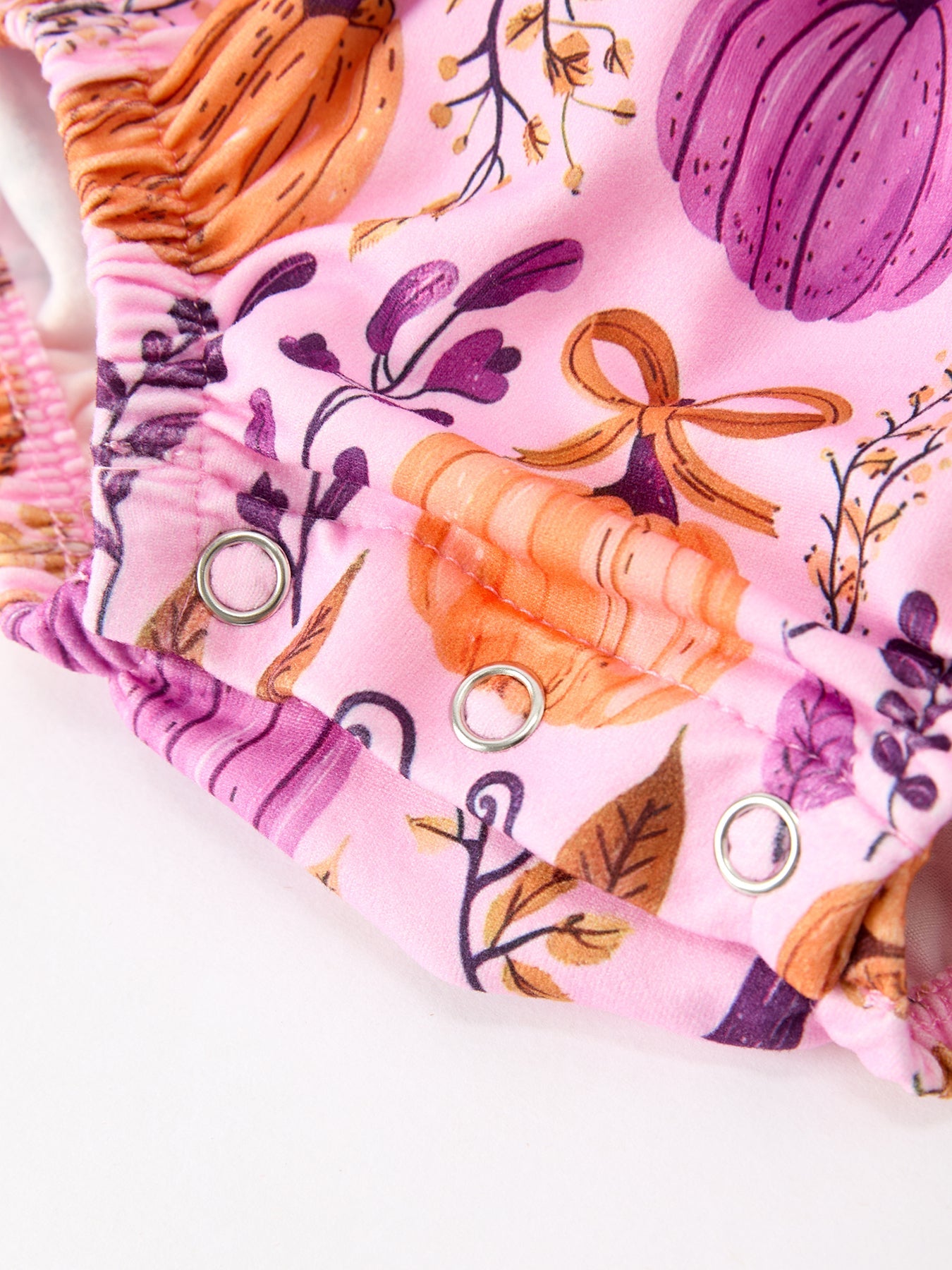 Halloween Thanksgiving Pumpkin Girls Romper with Ruffle Bow by Rylee Faith Designs