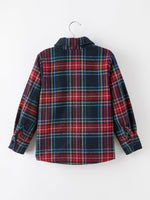 Christmas Boys Red Navy Plaid Button Down Shirt by Rylee Faith Designs