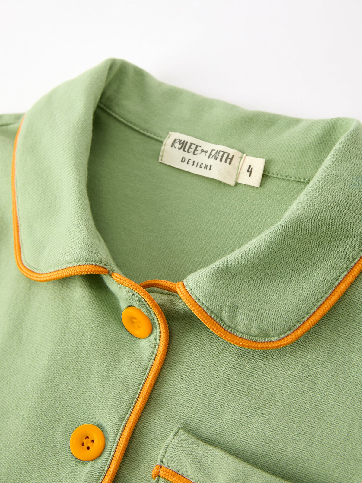 Fall Green Kids Pajamas Set Pumpkin Embroidery Button Sleepwear by Rylee Faith Designs