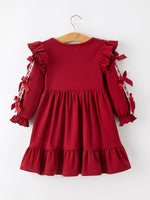 Christmas Girls Red Lace Bow Ruffle Dress by Rylee Faith Designs