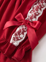 Christmas Girls Red Lace Bow Ruffle Dress by Rylee Faith Designs