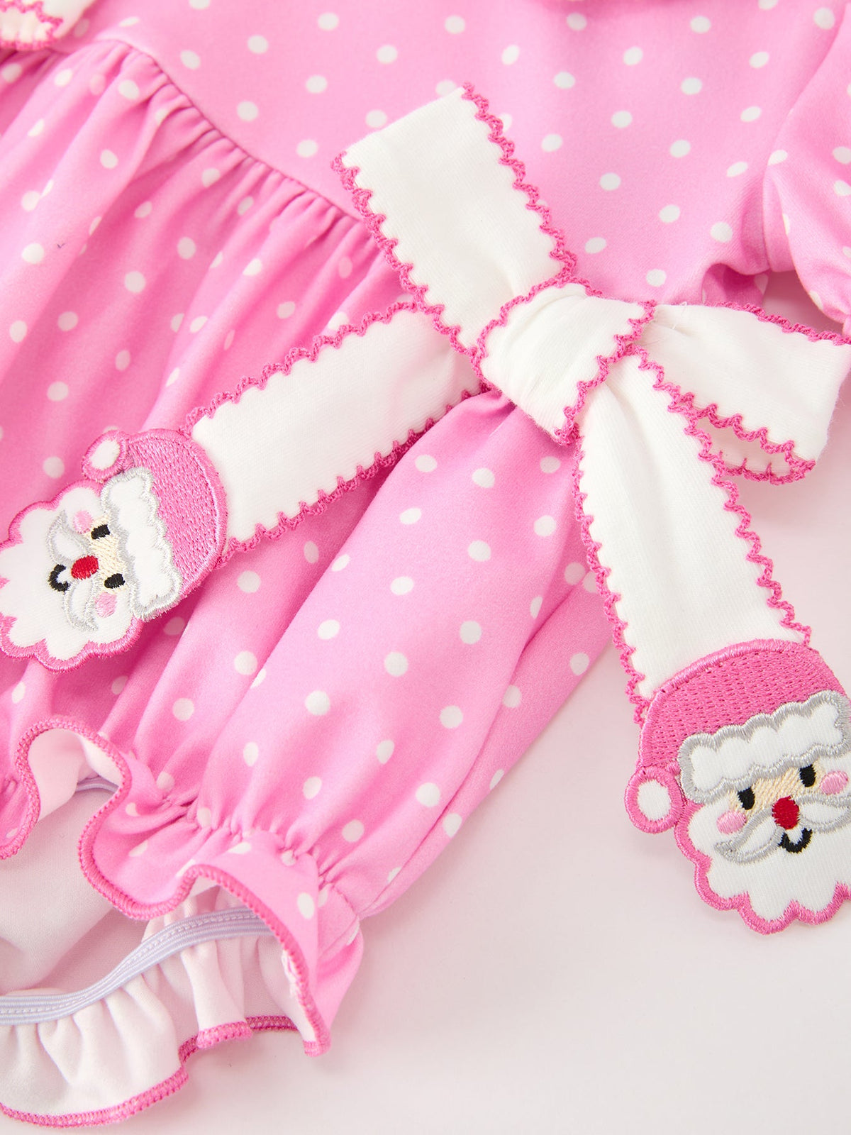 Christmas Baby Girls Santa Bow Peter Pan Collar Romper by Rylee Faith Designs