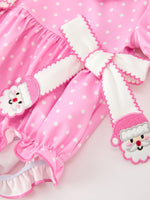 Christmas Baby Girls Santa Bow Peter Pan Collar Romper by Rylee Faith Designs
