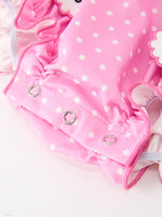 Christmas Baby Girls Santa Bow Peter Pan Collar Romper by Rylee Faith Designs