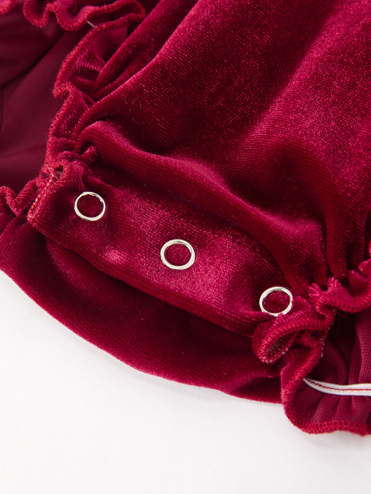 Baby Girls Christmas Burgundy Velvet Plaid Bow Romper by Rylee Faith Designs