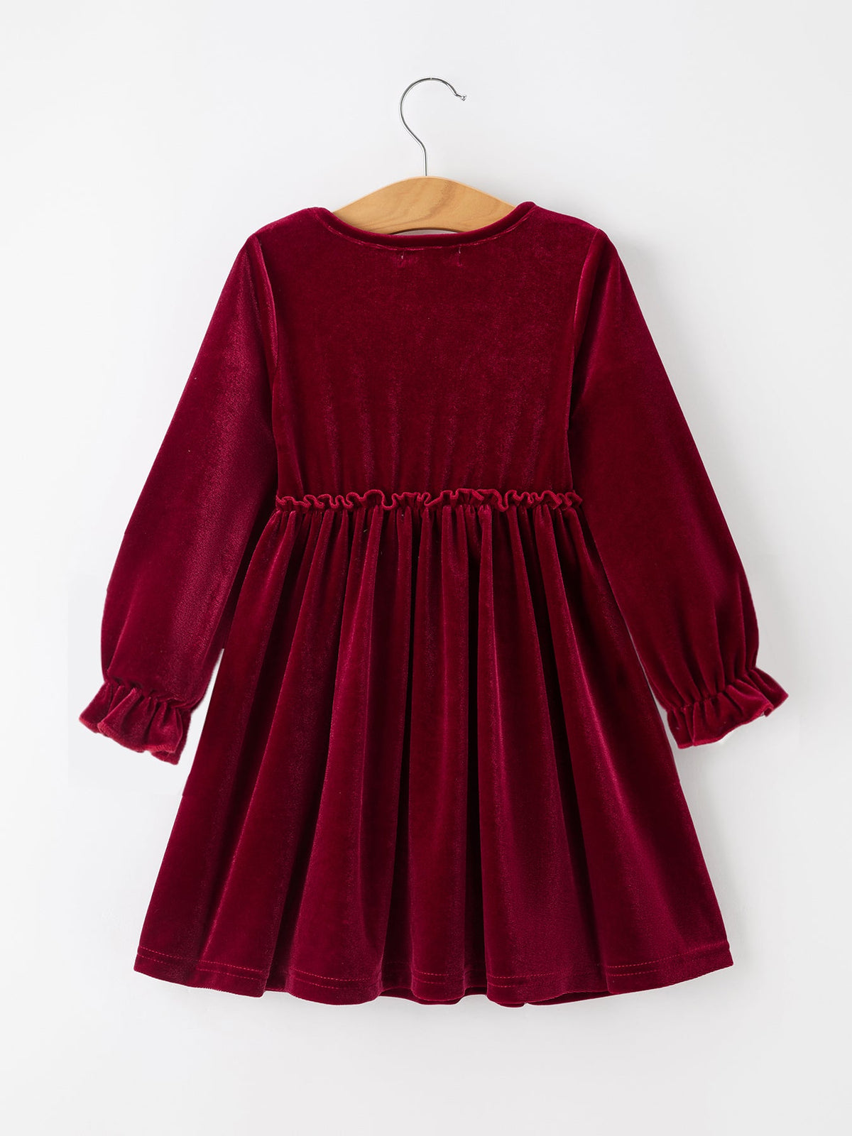Girls Christmas Burgundy Velvet Plaid Bow Dress by Rylee Faith Designs