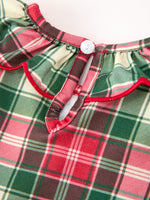 Christmas Girls Plaid Smocked Ruffle Collar Bow Dress by Rylee Faith Designs