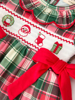 Christmas Girls Plaid Smocked Ruffle Collar Bloomer Set by Rylee Faith Designs