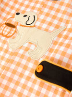 Boys Halloween Dog Pumpkin Jonjon Plaid Trim Outfit by Rylee Faith Designs