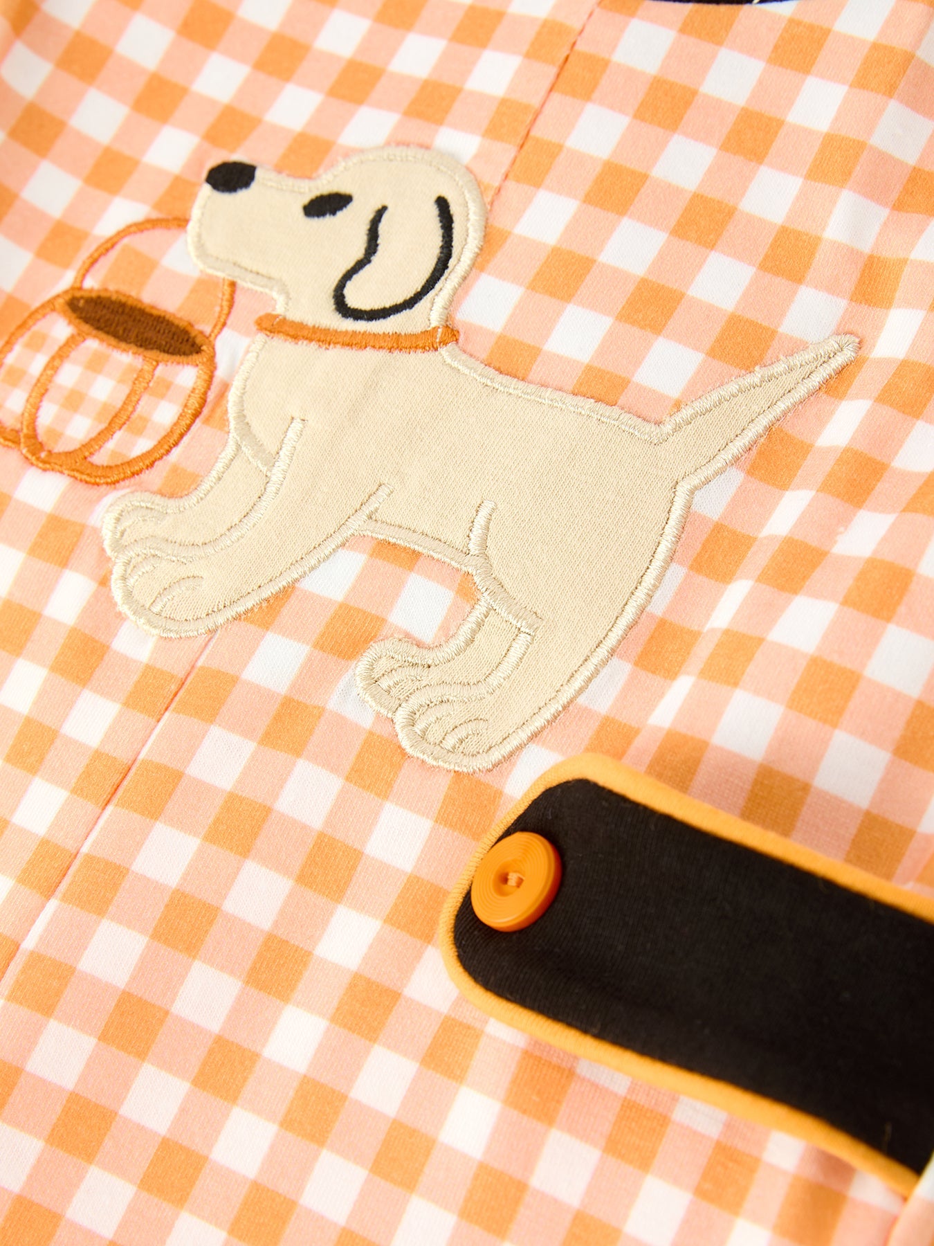 Boys Halloween Dog Pumpkin Jonjon Plaid Trim Outfit by Rylee Faith Designs