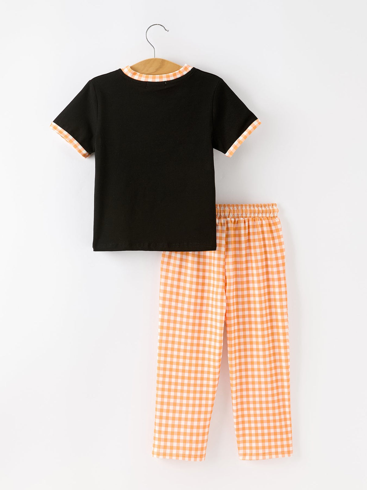 Boys Halloween Dog Pumpkin Outfit Set Plaid Pants by Rylee Faith Designs