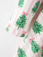 Christmas Girls Pink Stripe Tree Bow Twirl Dress by Rylee Faith Designs