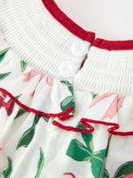 Christmas Girls Holly Jolly Bow Smocked Ruffle Dress by Rylee Faith Designs