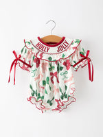 Christmas Baby Girls Holly Jolly Smocked Bubble Romper by Rylee Faith Designs