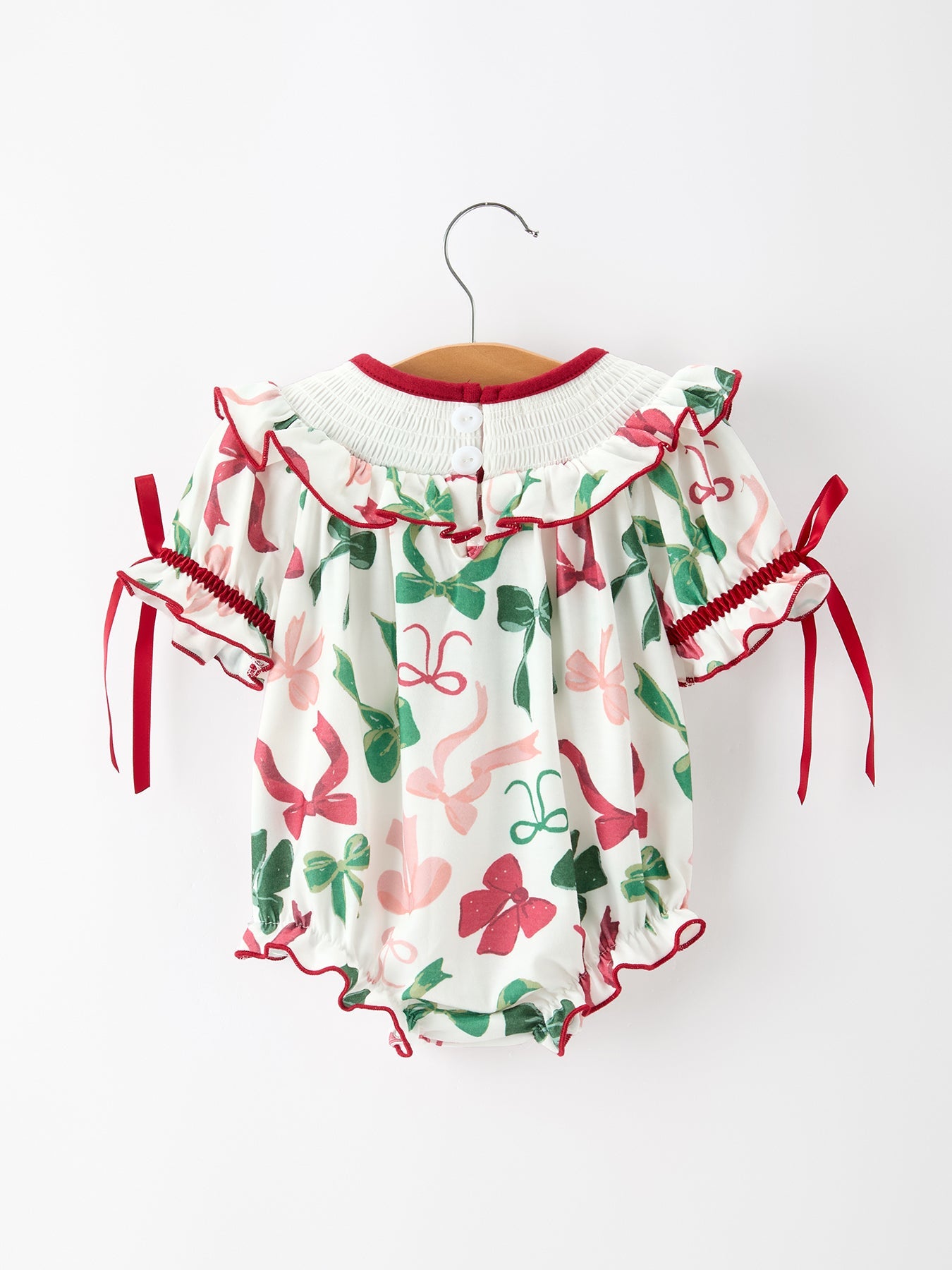 Christmas Baby Girls Holly Jolly Smocked Bubble Romper by Rylee Faith Designs