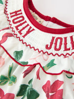 Christmas Baby Girls Holly Jolly Smocked Bubble Romper by Rylee Faith Designs