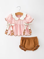 Christmas Girls Gingerbread Peter Pan Collar Bloomer Set by Rylee Faith Designs