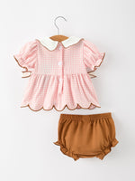Christmas Girls Gingerbread Peter Pan Collar Bloomer Set by Rylee Faith Designs