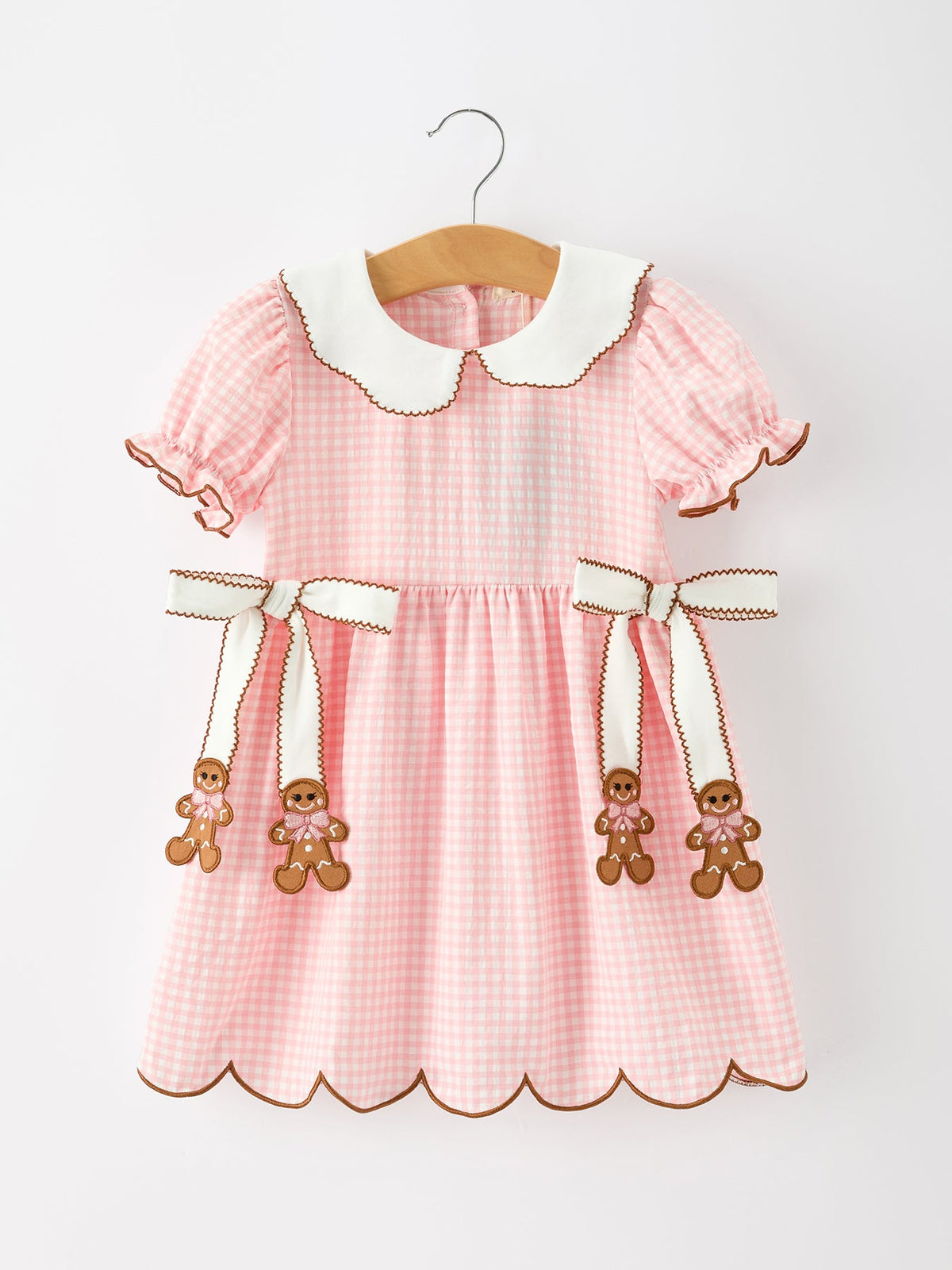 Christmas Girls Gingerbread Peter Pan Collar Dress by Rylee Faith Designs