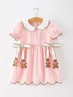 Christmas Girls Gingerbread Peter Pan Collar Dress by Rylee Faith Designs
