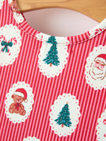 Christmas Girls' Santa and Tree Striped Dress by Rylee Faith Designs