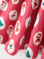 Christmas Girls' Santa and Tree Striped Dress by Rylee Faith Designs