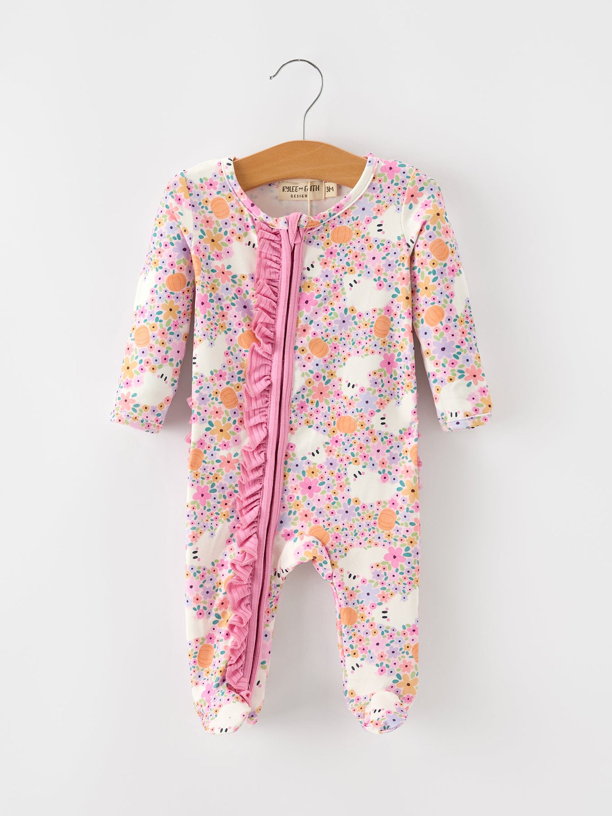 Halloween Ghost Baby Zip Romper Ruffle Trim by Rylee Faith Designs