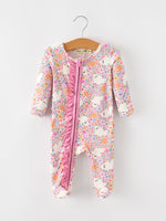 Halloween Ghost Baby Zip Romper Ruffle Trim by Rylee Faith Designs