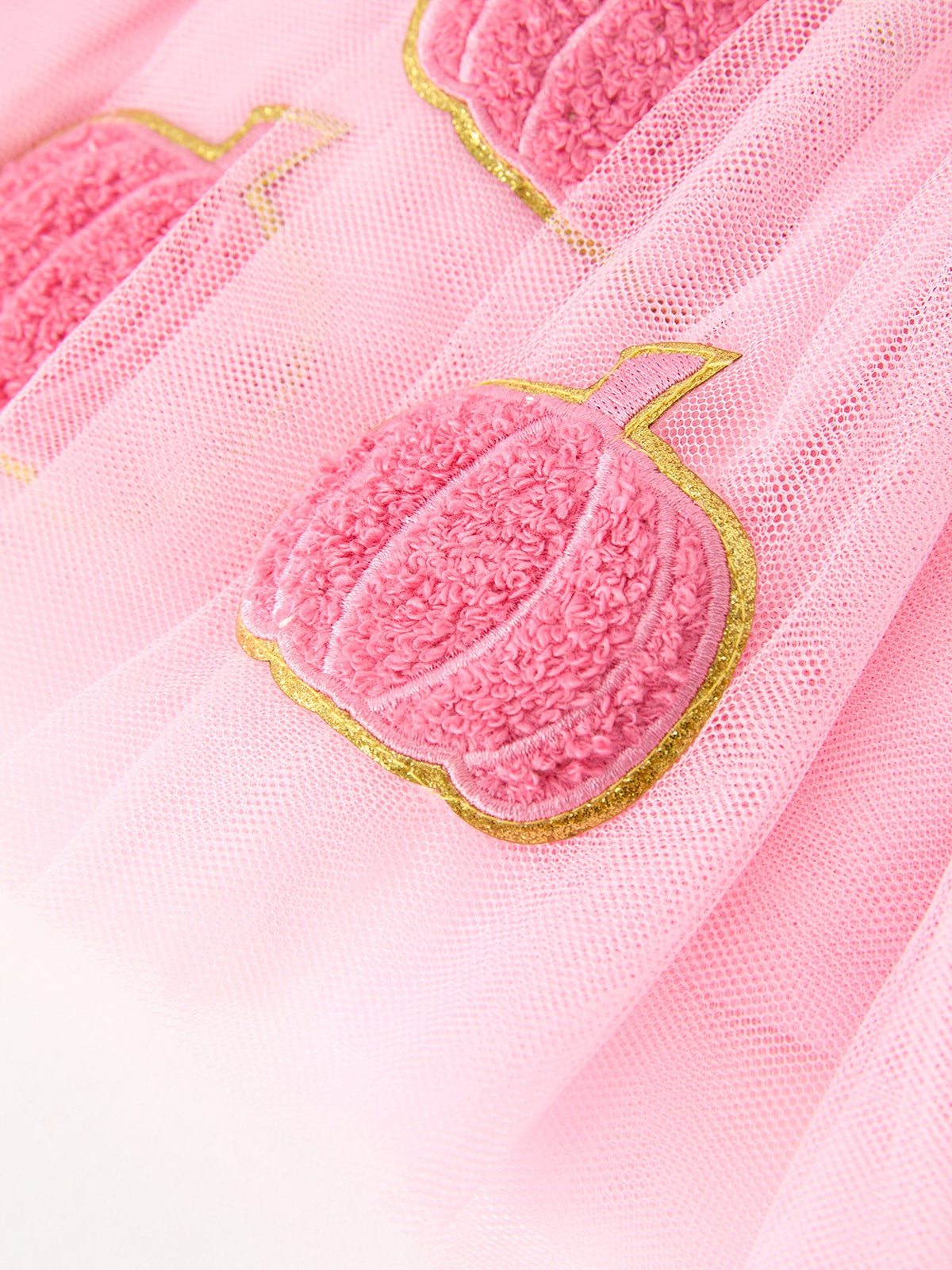 Fall Girls Pink Pumpkin Appliqué Tulle Skirt by Rylee Faith Designs