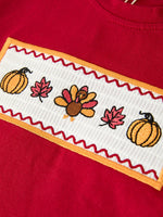 Boy Thanksgiving Pumpkin Turkey Maple Leaf Outfit Set by Rylee Faith Designs