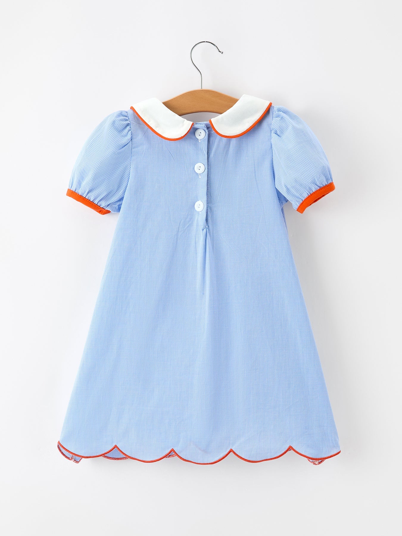 Fall Girls Plaid Pumpkin Appliqué Peter Pan Collar Dress by Rylee Faith Designs