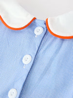 Fall Girls Plaid Pumpkin Appliqué Peter Pan Collar Dress by Rylee Faith Designs