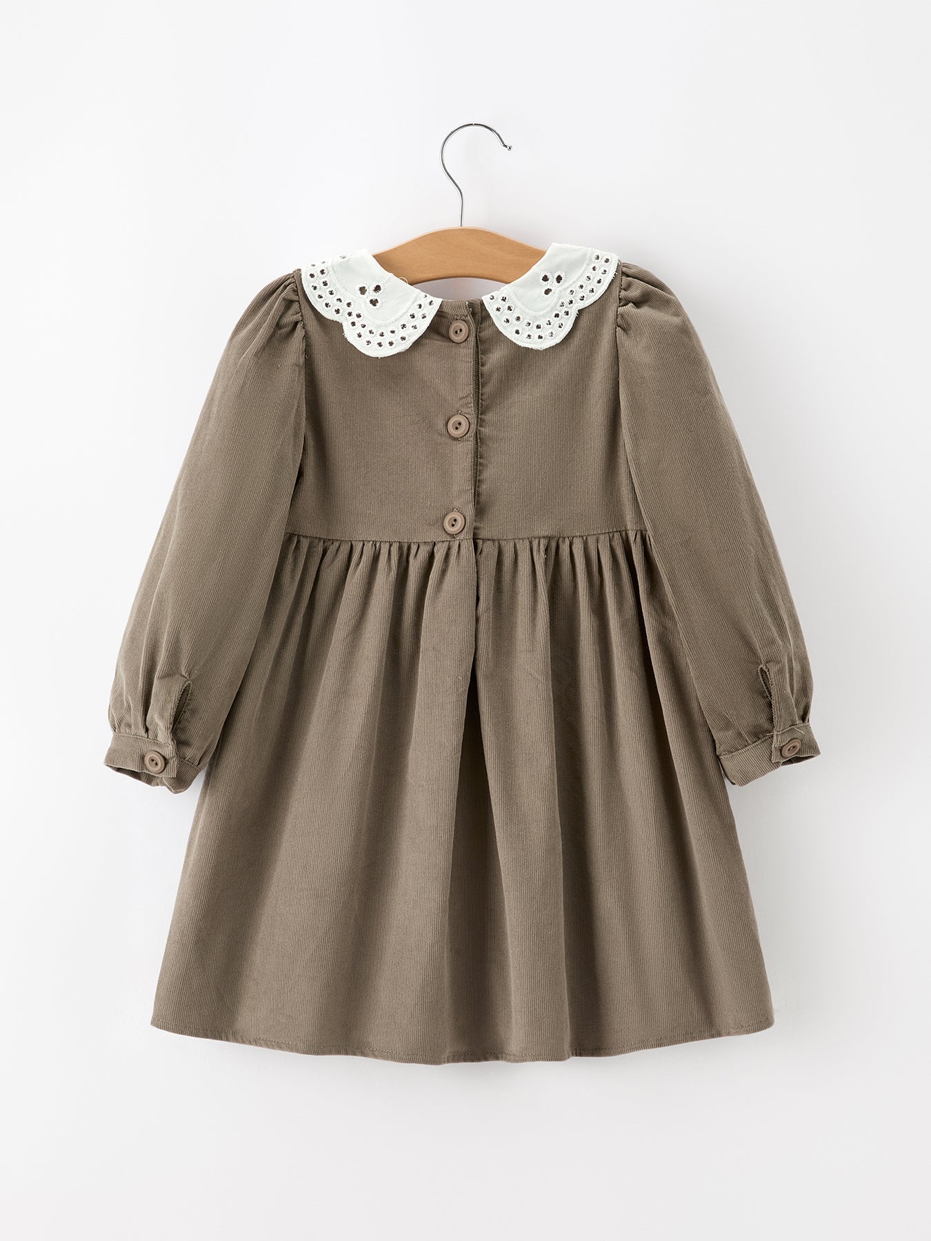 Fall Girls Pumpkin Smocked Eyelet Collar Corduroy Dress by Rylee Faith Designs