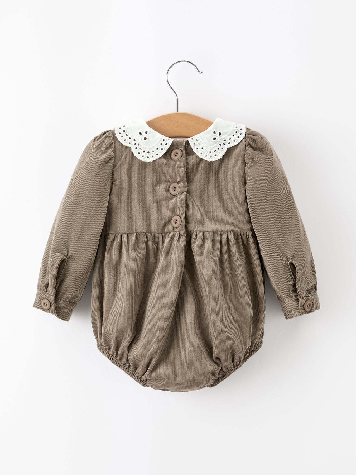 Fall Baby Girls Pumpkin Smocked Eyelet Collar Romper by Rylee Faith Designs