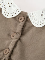 Fall Baby Girls Pumpkin Smocked Eyelet Collar Romper by Rylee Faith Designs