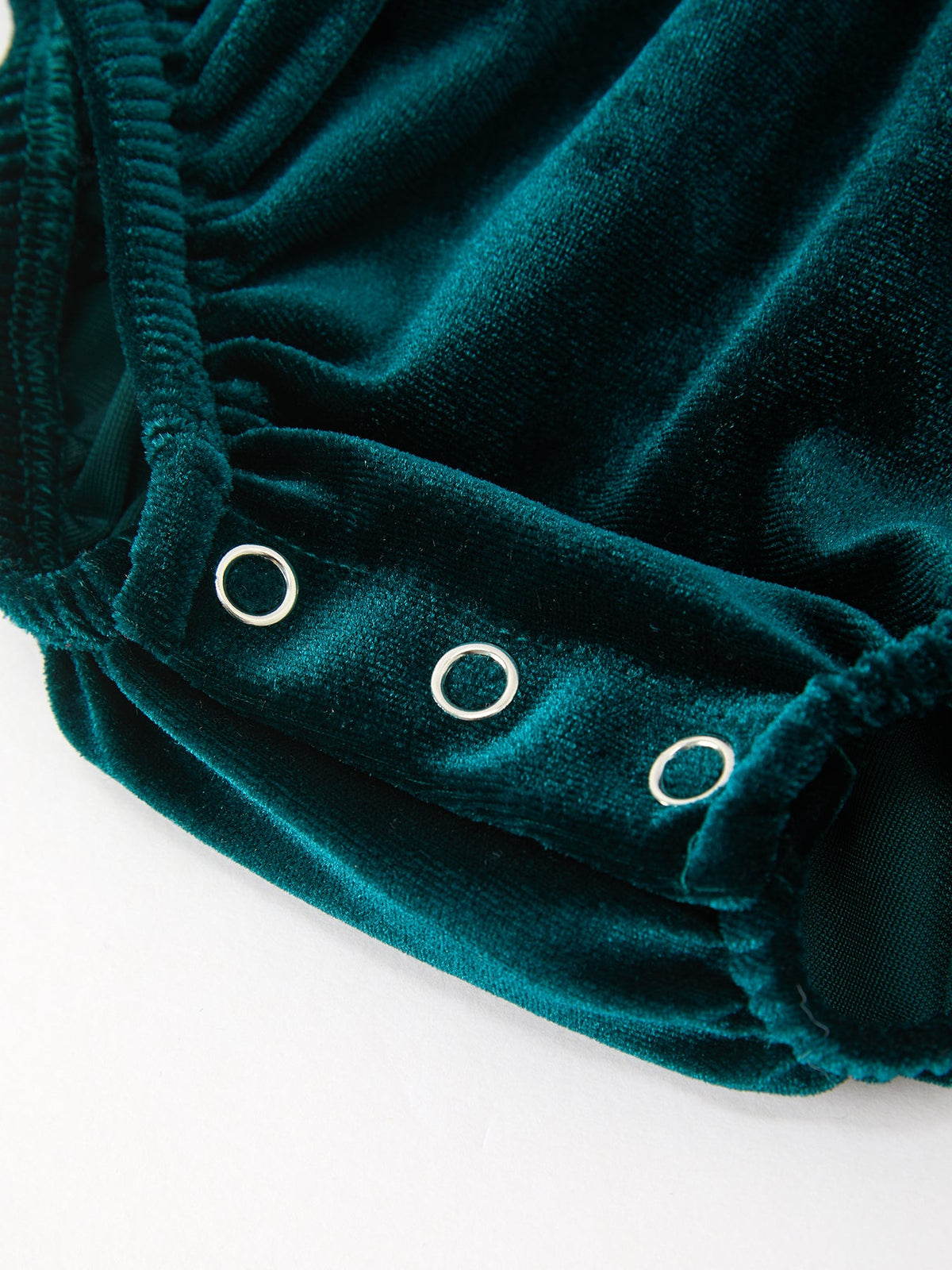 Baby Girls Emerald Green Velvet Peter Pan Collar Christmas Romper by Rylee Faith Designs